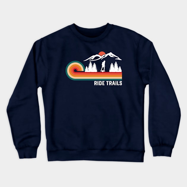 Retro One Wheel Ride Trails Onewheel Crewneck Sweatshirt by Funky Prints Merch